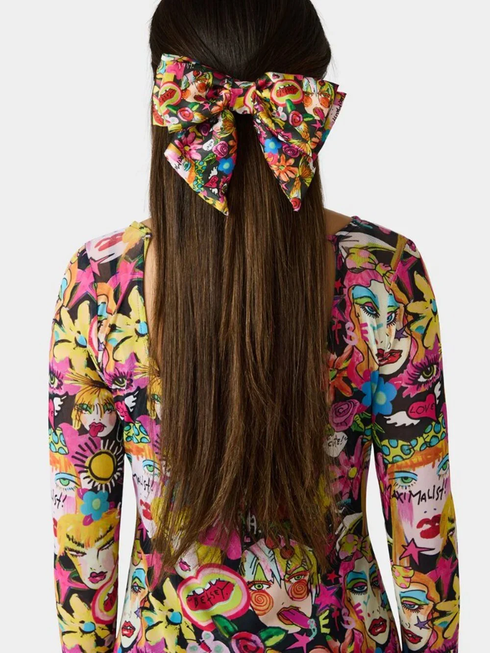 Betsey Johnson Oversized Bow Clip Black Multi NWT